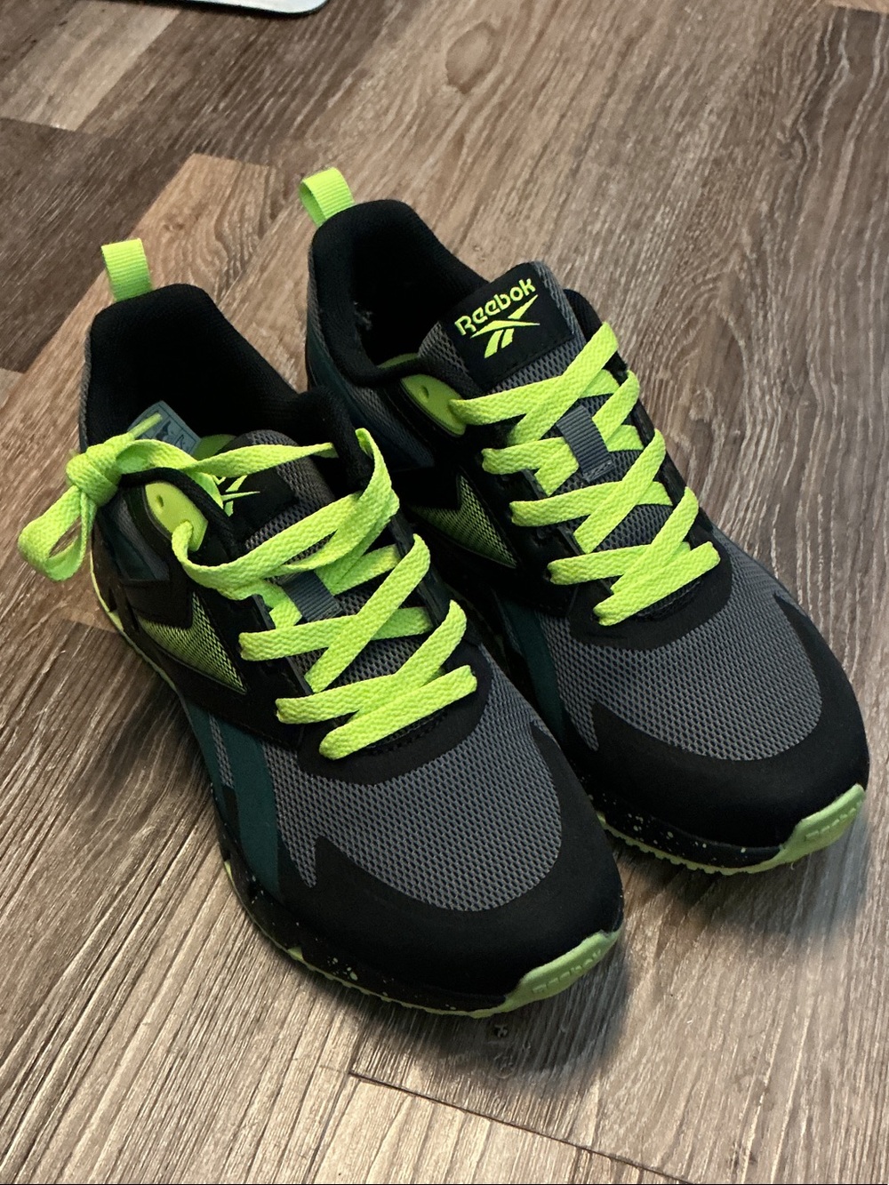Reebok Kids' Neon Green and Black Running Sneakers
